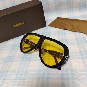 Tom Ford Black Frame Sunglasses with Yellow Lenses